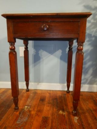 Antique Walnut Single Drawer Bedside Nightstand Lamp Table