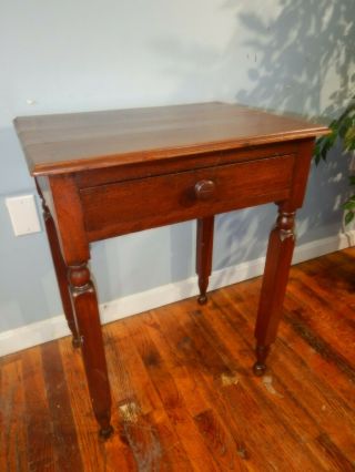 Antique Walnut Single Drawer Bedside Nightstand Lamp Table 2