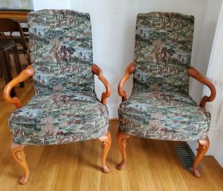 Sam Moore Chippendale Style Equestrian Fox Hunting Horse Hound Chairs