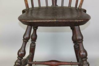 GREAT 18TH C.  CONNECTICUT TRACY SCHOOL WINDSOR BRACE BACK CHAIR IN OLD RED PAINT 5