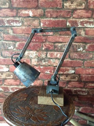Vintage Memlite Machinist Engineers Angle Lamp - Industrial Metal Bench Light 2
