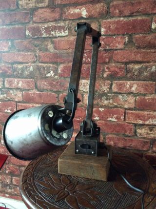 Vintage Memlite Machinist Engineers Angle Lamp - Industrial Metal Bench Light 3