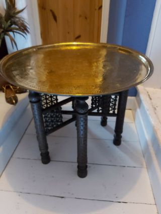Antique Brass Topped Tiffin North African/persian Table