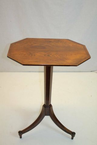 English Rosewood Octagon Pencil Inlaid Side End Table,  Very Elegant C.  19th