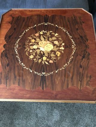 Vintage italian inlaid laquered wood gaming table - 2