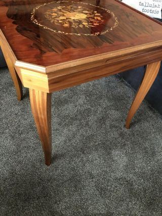 Vintage italian inlaid laquered wood gaming table - 3