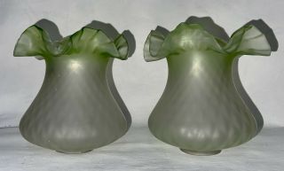 Pair Early To Mid Century Art Deco Glass Tulip Table Or Ceiling Lamp Shades