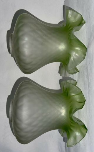 Pair Early To Mid Century Art Deco Glass Tulip Table Or Ceiling Lamp Shades 2