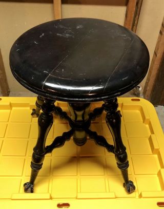 Vintage Solid Wood Adjustable 17 - 23 " Piano Stool Antique Claw Foot Glass Ball Us