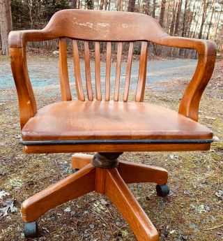Vintage Swivel Bankers/office Chair Boling Chair Company (solid Walnut) 6710