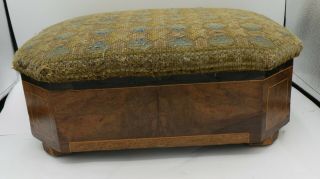 Antique Wooden Footstool Lidded Box