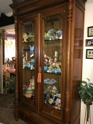 Wl5010: Oak Glass Front Display Cabinet With Glass Shelves Local Pickup