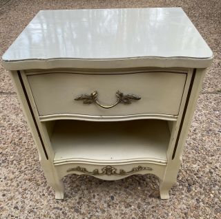 High End Vintage French Provincial Chateau White Nightstand
