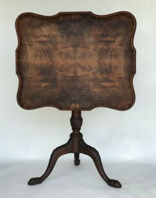 Antique Chippendale Spindle Gallery Tilt Top Tea Table