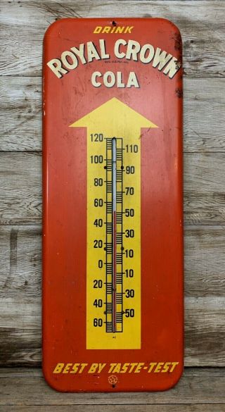 Vintage 1950s Drink Royal Crown Rc Cola Advertising Thermometer Sign