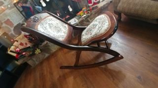 Carved Fold Up Rocker / Rocking Chair Vintage Mid Century Antique Furniture 3