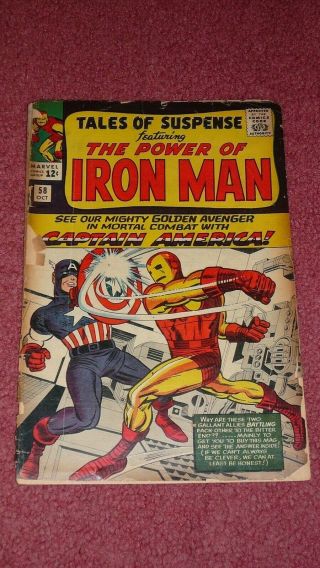 Tales Of Suspense 58 - Iron Man Vs.  Captain America (marvel,  1964,  Low Grade)