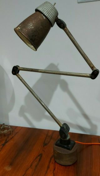 Vintage Industrial Machinist Lamp,  3 Arm Lo Vo Lite 1950s Mid Century Anglepoise