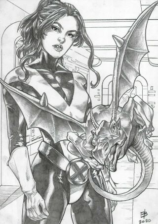 Kitty Pryde (09 " X12 ") And Unique 1/1 Comic Art By Edilson Bilas
