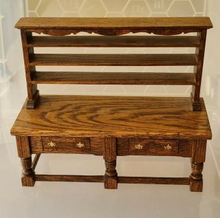 Absolutely 1850s Oak Wood Miniature Welsh Dresser Apprentice Piece