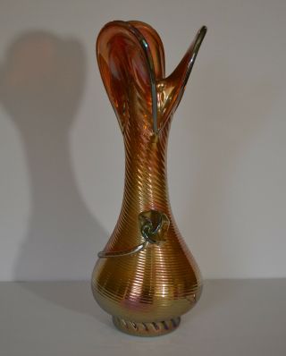 Vintage Marigold Carnival Glass Vase