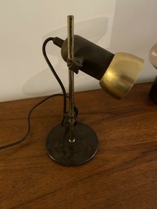 Vintage 70s Desk Lamp In Brown And Gold