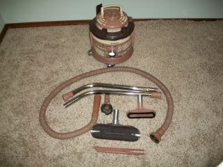 Rare Vintage Brown Filter Queen Canister Vacuum Cleaner With Hose & Attatchments