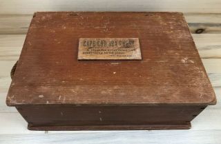 Sweet Vintage Small Cape Cod Sea Chest W/proverb On Lid And Rope Handles