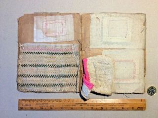 Antique School Patching Sampler,  Double Sided On Card C1900