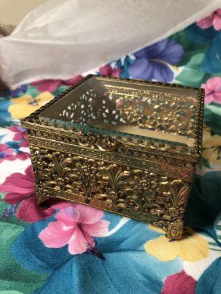 Vintage Ornate Filigree Jewelry Box