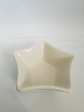 Longaberger Woven Traditions Pottery Star Shaped Bowl Ivory Dish Small Christmas