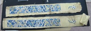Chinese Silk Embroidery Sleeve Cuffs/borders Flower Design Antique Pair