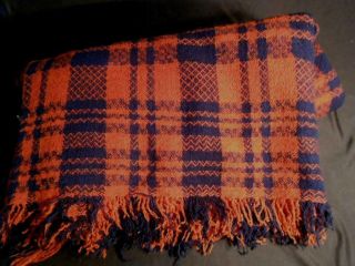 Vintage Overshot Hand Woven Wool Coverlet,  Center Seam,  2color/2part,  Pennsylvania