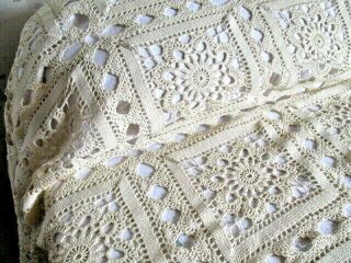 French Lace Bed Cover,  Hand Made 81” X 82” Reserved For M Y