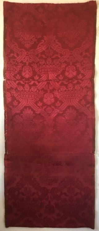 Rare 18th C.  French Silk Woven Framed Damask Fabric (3190)
