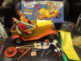 Archies Jalopy Car Rare Riverdale High With Two Figures Vintage Marx Toys 1975