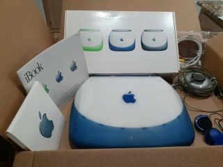 Apple Vintage Ibook Power Pc G3 Clamshell (blueberry) M6411 Mac Os 9 -