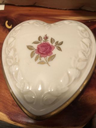 Lenox China Rose Heart Box Trinket Box