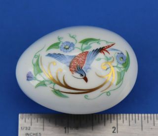 Limoges Castel France Egg - Shaped Porcelain Trinket Box W/ Bird Blue Red Breast