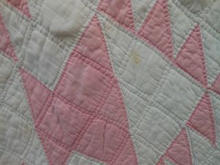 Antique Pink & White Basket Patchwork Quilt,  All hand stitched 2