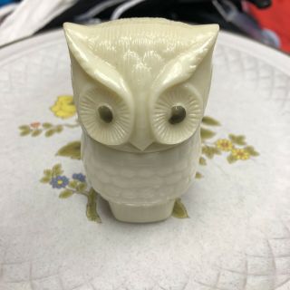 Vintage Avon White Owl Perfume Decanter Cream Jar Milk Glass Moonbeam