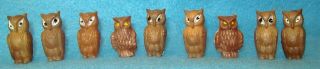 9 Vintage Plastic Owl Figure Dollhouse Miniature Diorama Fairy Garden Craft
