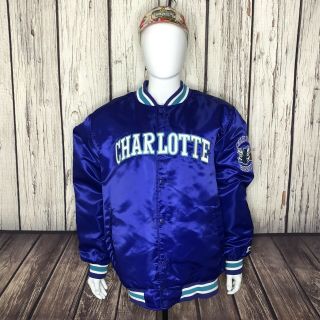 Vintage Charlotte Hornets Throwback Satin Starter Jacket 2xl Nba