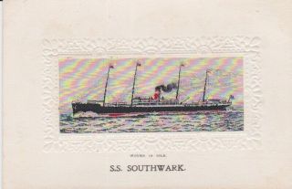 Stevengraph Silk Picture Postcard Ss Southwark Ships Rare