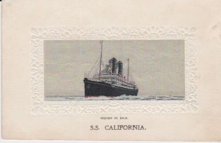 Stevengraph Silk Picture Postcard Ss California Ships Rare