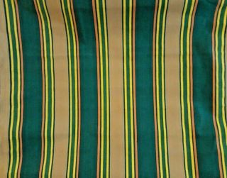 Vintage Mcm Awning Stripe Cotton Canvas Fabric Green Orange Beige Yellow 7 Yds