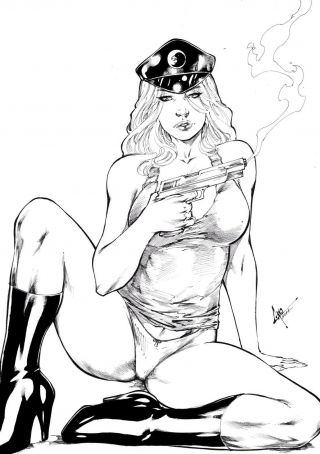 Lady Blackhawk By Caio - Comic Art Drawing Birds Of Prey Arrow 11x17