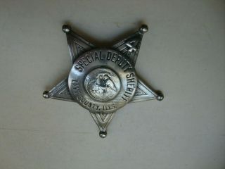 Vintage Obsolete Special Deputy Sheriff Badge Lake County Ills.  Illinois