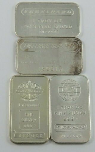 Engelhard Vintage Group Of 4 Different 1 Oz 999 Silver Bars 5 Groups Available