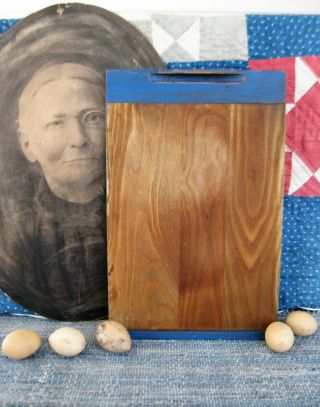 Antique Wood Bread Cutting Board Cupboard Blue Paint